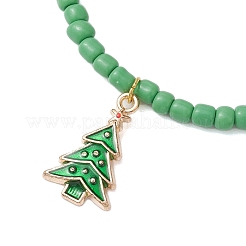 4 stücke 4 stile weihnachten runde glas samen perlen stretch armband sets&nbsp;BJEW-JB10805