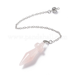 Natürliche spitze Wünschelpendel aus Rosenquarz&nbsp;AJEW-B020-05P-07