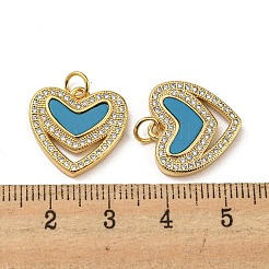Micro pavé di zirconi in ottone con pendenti in turchese sintetico&nbsp;KK-K356-24C-G