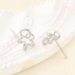 Полые серьги-гвоздики из стерлингового серебра с цветком 925&nbsp;EJEW-S271-03P