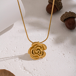 Минималистичные ожерелья-змейки с подвеской в виде цветка розы из нержавеющей стали 304 для женщин&nbsp;KV0581