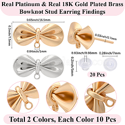 20 шт. 2-х цветная латунная фурнитура для сережек-гвоздиков&nbsp;KK-BBC0022-94