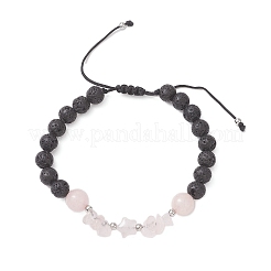 Женские плетеные браслеты из натуральных смешанных драгоценных камней и лавовых пород&nbsp;BJEW-JB12924