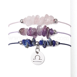 3 pz costellazioni regolabile in nylon intrecciato braccialetti di perline per donne e uomini&nbsp;BJEW-JB11325-07