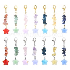 14 pz 7 stili di pietre preziose naturali e decorazioni pendenti in vetro&nbsp;HJEW-FS00103