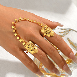 Anelli doppi aperti in ottone con fiori vintage&nbsp;SU6063