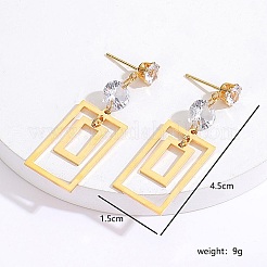 Orecchini pendenti in acciaio inossidabile con zirconi da donna&nbsp;US6839