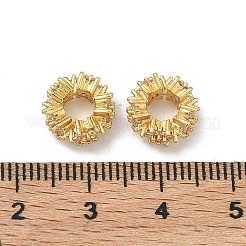 Blumenförmige Messingperlen mit klaren Zirkonia-Steinen im europäischen Stil&nbsp;KK-D228-12G