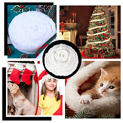 Rouleau de tissu de garniture de ruban de fausse fourrure blanche pour la décoration d'arbre de noël ou l'artisanat d'arcs de guirlande&nbsp;DIY-GF0006-66