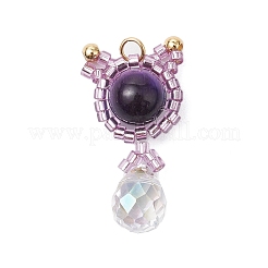 Подвески в форме кошки из натуральных смешанных драгоценных камней и стеклянных бусин ручной работы&nbsp;PALLOY-MZ00488