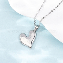 Colliers à pendentif cœur en acier inoxydable 304 avec chaîne câble pour hommes et femmes&nbsp;NJEW-K308-02C-P
