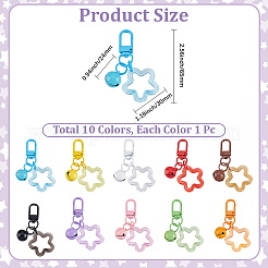 10 unidad de colgante decorativo de resina con forma de estrella calada en 10 colores&nbsp;HJEW-BBC0001-42
