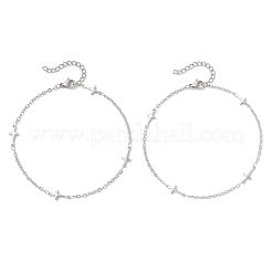 Браслеты на ногу из нержавеющей стали 304 с поперечными связями&nbsp;AJEW-AN00722-01