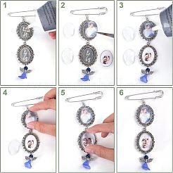 6 шт. 3 стильные броши из сплава с фотоподвесками&nbsp;DIY-CA0004-26