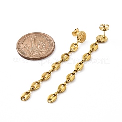 Boucles d'oreilles pendantes en acier inoxydable 304 avec chaîne en grains de café pour femmes&nbsp;EJEW-JE05142