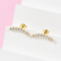 Изогнутые серьги-гвоздики с кубическим цирконием&nbsp;EJEW-C023-07G