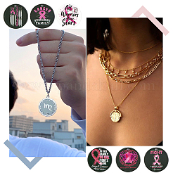 6 stücke 6 stil brustkrebs rosa awareness ribbon stil 201 edelstahl anhänger&nbsp;STAS-CA0001-91