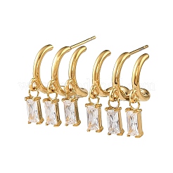 Boucles d'oreilles pendantes en acier inoxydable 304 et zircon cubique pour femmes&nbsp;SA-CBA183D-11A-G