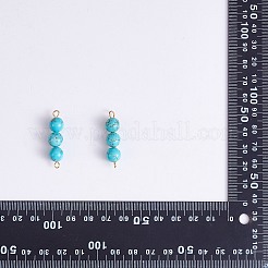 10 ciondoli per connettore con perline rotonde turchesi sintetiche triple&nbsp;PALLOY-SW00003-08