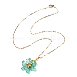 Colliers pendentifs en perles de verre faites à la main avec des fleurs&nbsp;NJEW-MZ00096-03