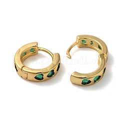 Boucles d'oreilles créoles en laiton plaqué micro pavé de zircons cubiques&nbsp;EJEW-L224-57G-02