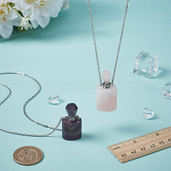 2 collier de parfum en quartz rose naturel et améthyste&nbsp;NJEW-FG0001-18