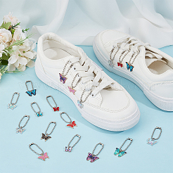 24 шт. 12 стиля бабочка сплав эмаль и хрустальные стразы и стеклянные туфли подвески&nbsp;HJEW-DR00092