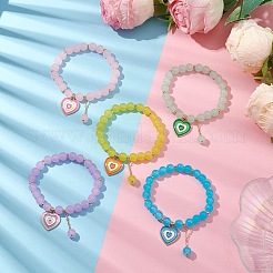 Braccialetti elasticizzati con perline di vetro rotonde da 8 mm&nbsp;BJEW-JB10731