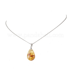 Pendentif en ambre naturel en forme de larme&nbsp;NJEW-JN05983-02