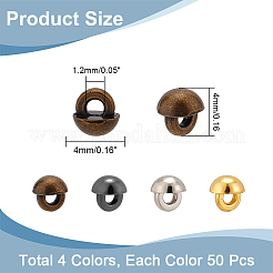 200 Stück 4 Farben Mini-Legierung Schaftknöpfe Sets&nbsp;BUTT-NB0001-60