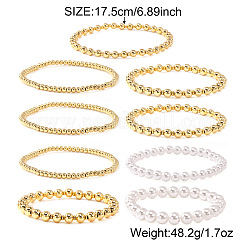 9 шт. латунный браслет с круглыми бусинами из искусственного жемчуга&nbsp;QZ7460-1