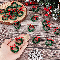 Полиэстер с железным миниатюрным рождественским венком&nbsp;AJEW-WH0609-182A
