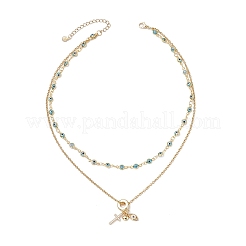 Подвеска в форме сердца и креста с прозрачным кубическим цирконием из латуни&nbsp;NJEW-JN05398-02