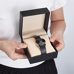 Черные бумажные коробки для часов с откидной крышкой и подушечкой внутри&nbsp;CON-WH0816-018B