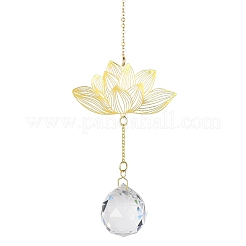 Ornamenti pendenti in ottone cavo di loto&nbsp;LS-HJEW-E012-03G-01