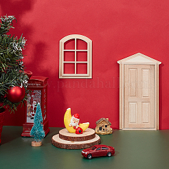 2 pz 2 decorazioni per la casa in legno naturale&nbsp;DJEW-PH0001-10