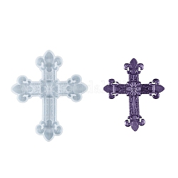 Decorazione display a forma di croce religiosa stampo in silicone fai da te, stampi per colata di resina, per resina uv, fabbricazione artigianale in resina epossidica, bianco, 151x127.5x14mm