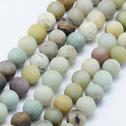 Natürliche Blumen Amazonit Perlenstränge, matt, Runde, 8 mm, Bohrung: 1 mm, ca. 48 Stk. / Strang, 15.3 Zoll (39 cm)
