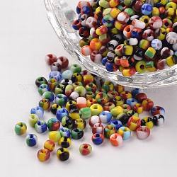8/0 colori opachi penetrare perle di vetro, perline rotonde, colore misto, 2.5~3x2~3mm, Foro: 0.8 mm, circa 15000pcs/450g
