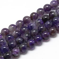 Natürlichen Amethyst Perlen Stränge, Klasse ab, Runde, 11~12 mm, Bohrung: 1 mm, ca. 32~35 Stk. / Strang, 15.7 Zoll