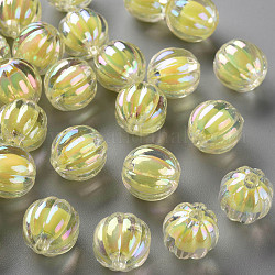 Perles en acrylique transparente, Perle en bourrelet, couleur ab , citrouille, jaune, 11x11.5mm, Trou: 2mm, environ 550 pcs/500 g