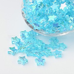 Perle acriliche trasparenti ecologiche, stella, ab colore, cielo blu, 10x4mm, Foro: 1.5 mm, circa 100pcs/scatola
