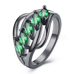 Простые кольца из латунного стекла, зелёные, металлический черный, размер США 8 (18.1 мм)