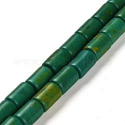 合成ターコイズビーズ連売り  列  染め  濃い緑  12x8mm  穴：1.2mm  約32個/連  15.35インチ（39cm）