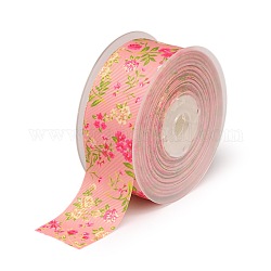 Rubans en gros-grain de polyester imprimés à une face florale, rose, 1-1/2 pouce (38 mm), environ 100yards / rouleau (91.44m / rouleau)
