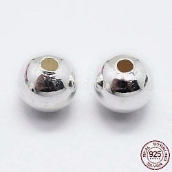 925 Sterling Silver Beads, Round, Silver, 6mm, Hole: 1.5~1.6mm, about 32pcs/10g