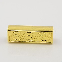 Brass Tube Beads, Cuboid, Golden, 39x13x11mm, Hole: 9x10.5mm