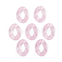 Transparent Acrylic Linking Rings, Quick Link Connectors, for Curb Chains Making, Frosted, Unwelded, Twist, Pink, 39.5x29.5x7.5mm, Inner Diameter: 22x11mm