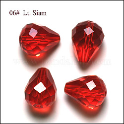 Imitation Austrian Crystal Beads, Grade AAA, Faceted, Drop, Red, 10x12mm, Hole: 0.9~1.5mm