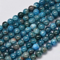 Natural Apatite Round Bead Strands, 6mm, Hole: 1mm, about 65pcs/strand, 15.5 inch